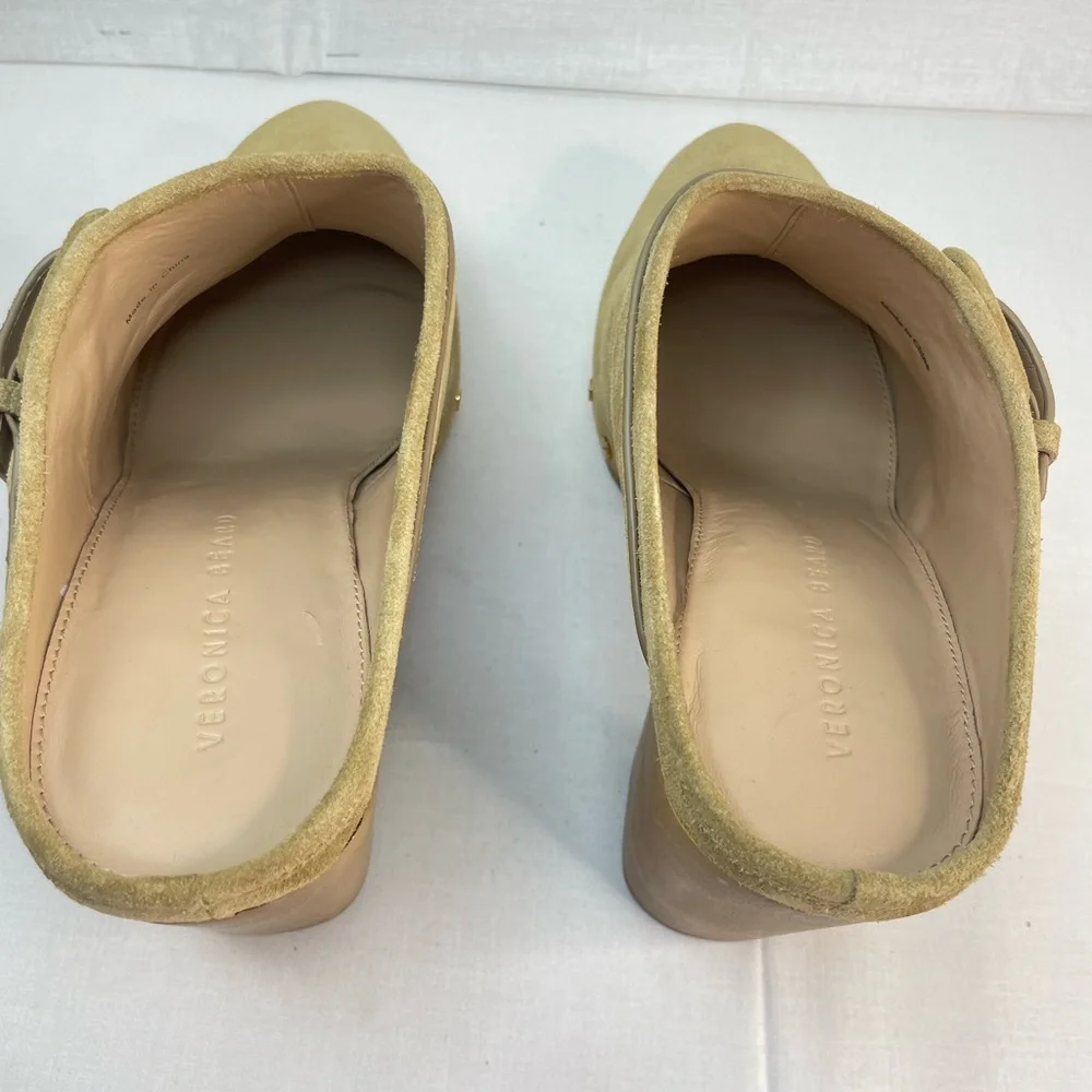 Veronica Beard Dacey Suede Studded Block Clogs in sand sz 10 M (F 655) - Picture 10 of 16